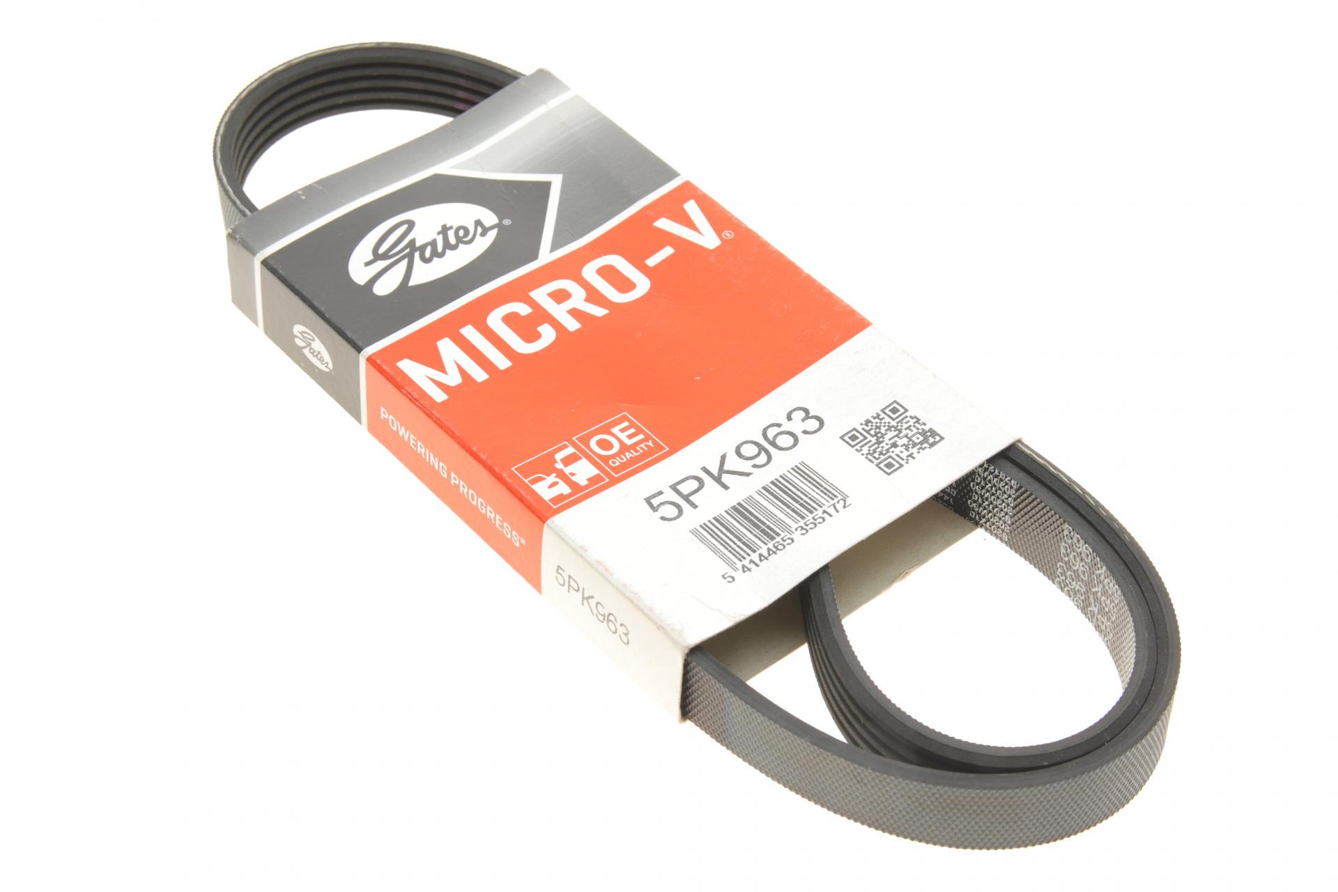 Ремень генератора GATES Fiat Ducato 1.9D/TD/Peugeot 106 1.5D 94-04/Mitsubishi Lancer/Space Star 1.3 98-04 (5PK963)