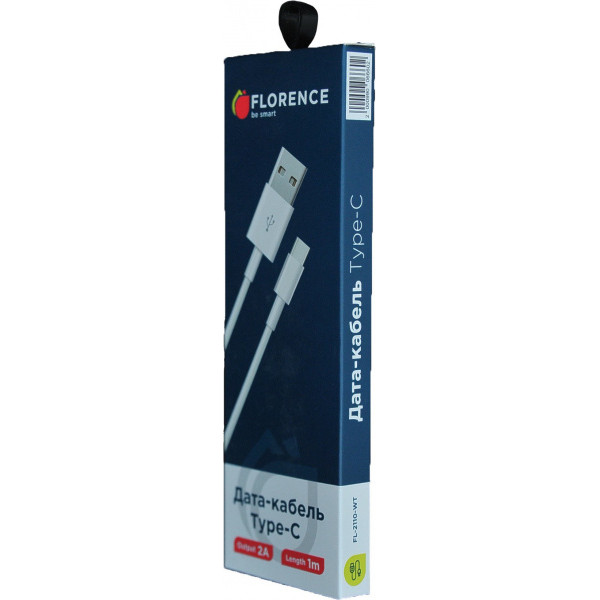 Кабель Florence Be Smart Type-C 2A, 1 м White (FL-2110-WT) - фото 2