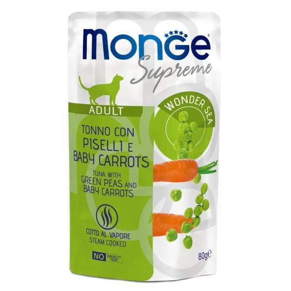 Корм для кошек влажный Monge Cat Wet тунец с зеленым горошком и молодой морковью 80 г (000025698)