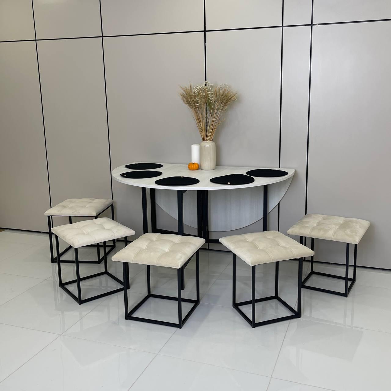 Стол кухонный круглый трансформер D1400 раскладной Ясен серфсайд/Черный мат (УТП026081) - фото 2 Стол кухонный круглый трансформер D1400 раскладной Ясен серфсайд/Черный мат (УТП026081) - фото 2