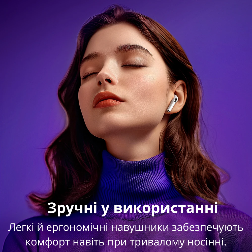 Навушники бездротові вакуумні Hoco Bluetooth 5.4 TWS з дисплеєм сенсорним та зарядним кейсом Білий (EW72) - фото 10