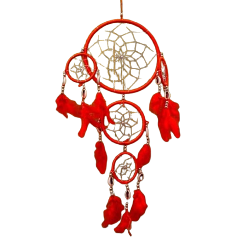 Ловец снов 5 Кругов и каури Красный (9290113)