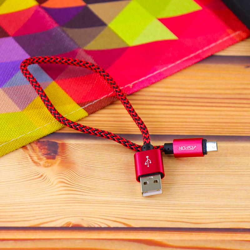 Кабель Aspor A173 USB Micro 3A/0,3 м Красный (910043)