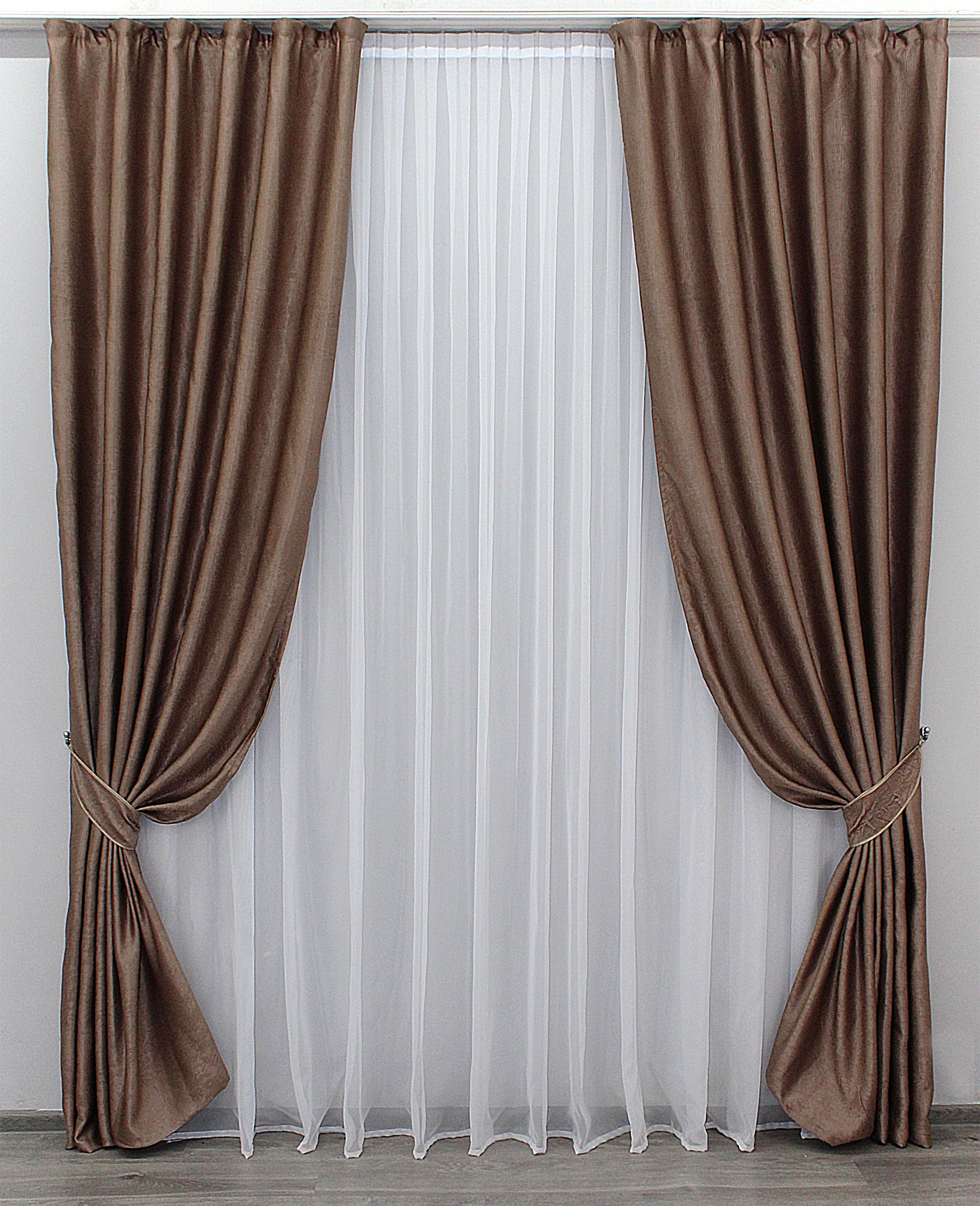 Комплект штор VR-Textil Жатка-жаккард № 1052ш 150х270 см 2 шт. Какао (30-855) Комплект штор VR-Textil Жатка-жаккард № 1052ш 150х270 см 2 шт. Какао (30-855)