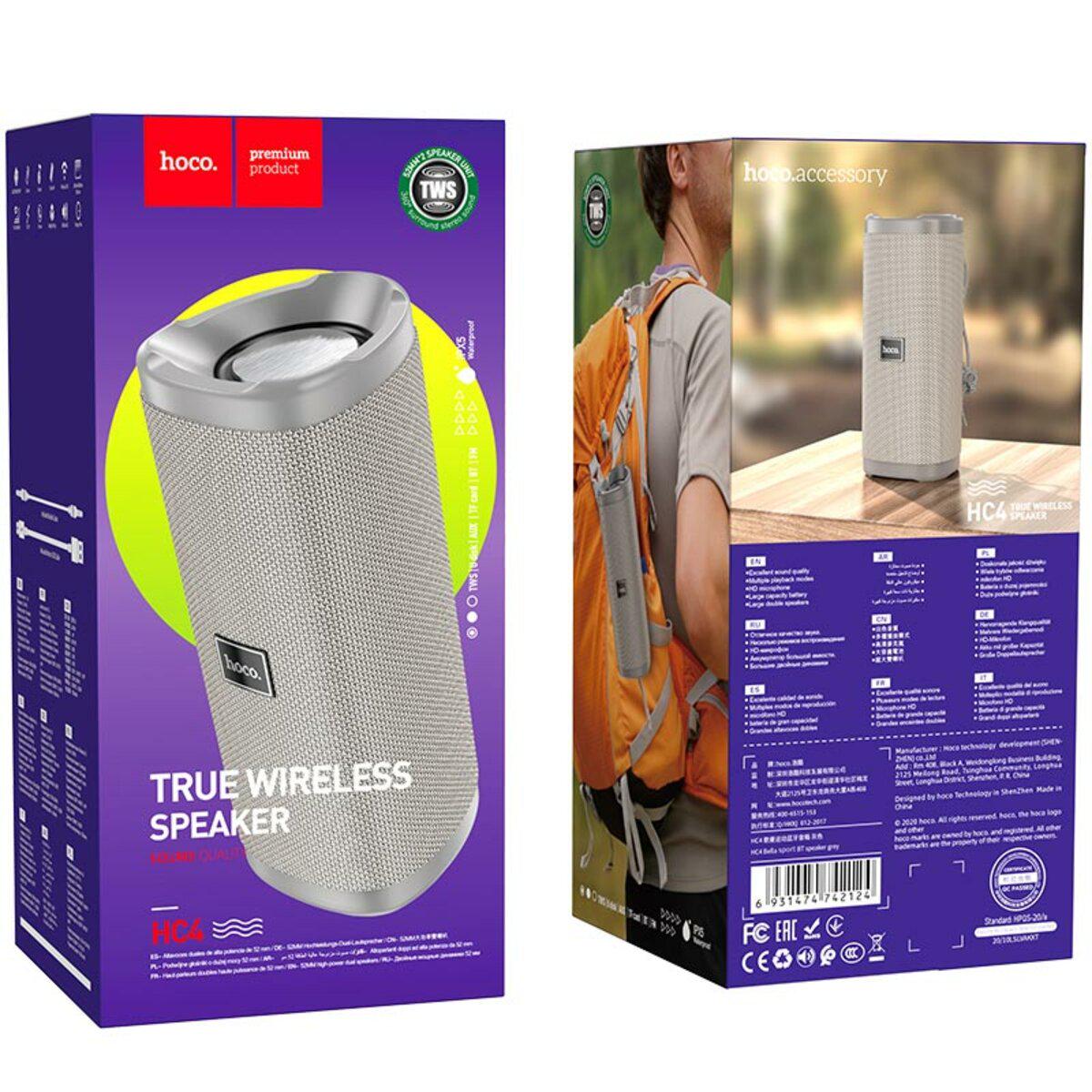 Портативна колонка HOCO HC4 Bella Sports BT Speaker Bluetooth Grey (000069) - фото 4