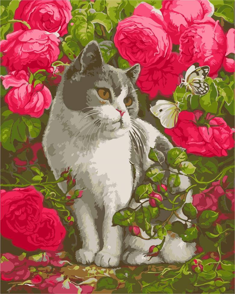 Картина по номерам ArtStory Кот в розах 40х50 см (AS1026) Картина по номерам ArtStory Кот в розах 40х50 см (AS1026)
