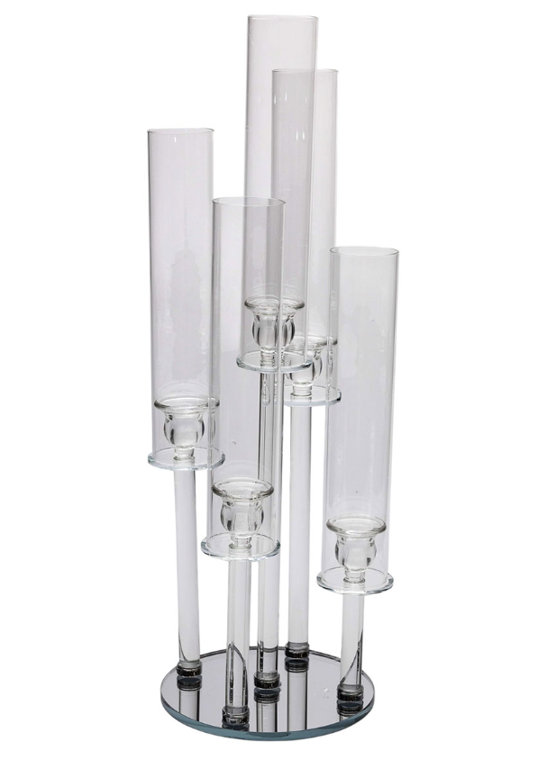 Подсвечник декоративный на 5 свечей стеклянный с круглым основанием 72,5 см Прозрачный - фото 2 Подсвечник декоративный на 5 свечей стеклянный с круглым основанием 72,5 см Прозрачный - фото 2