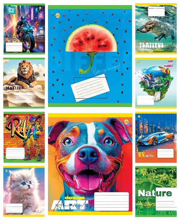 Зошити учнівські Тетрада Мікс 2 24 аркуша лінія 20 шт. в упаковці