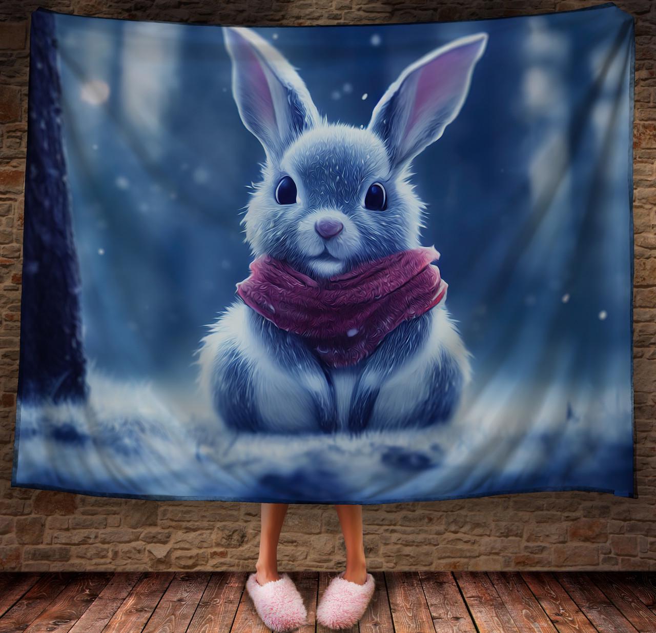 Плед с 3D принтом 10 Кролик в зимнем сказочном лесу 150х200 см (epi_1822)