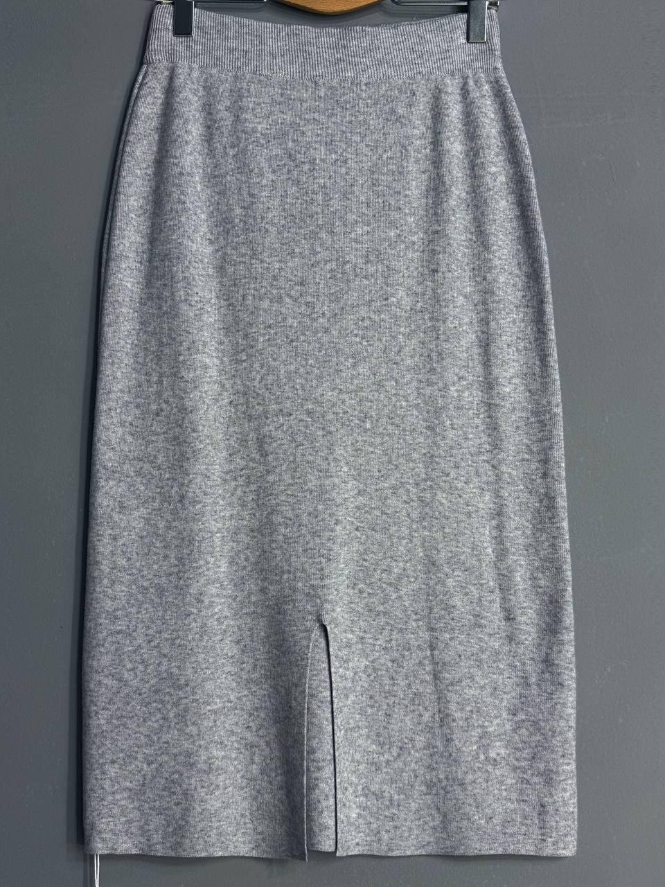 Юбка женская Accorddream 8631 вязаная миди с разрезом OS Серый (5432) - фото 3