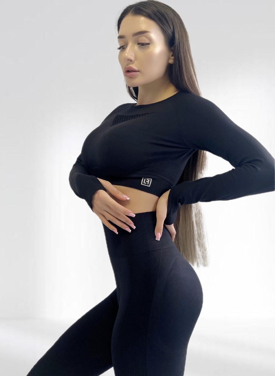 Костюм для фитнеса женский LILAFIT лосины пуш ап и топ M Черный (LFS000024)