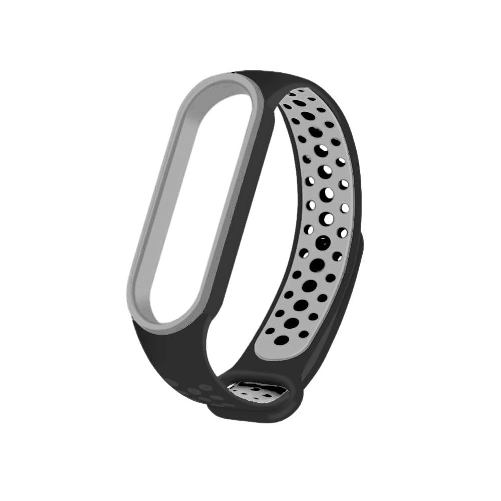Ремешок спортивный для Mi Band 5/6/7 Черный/Серый (29782245)