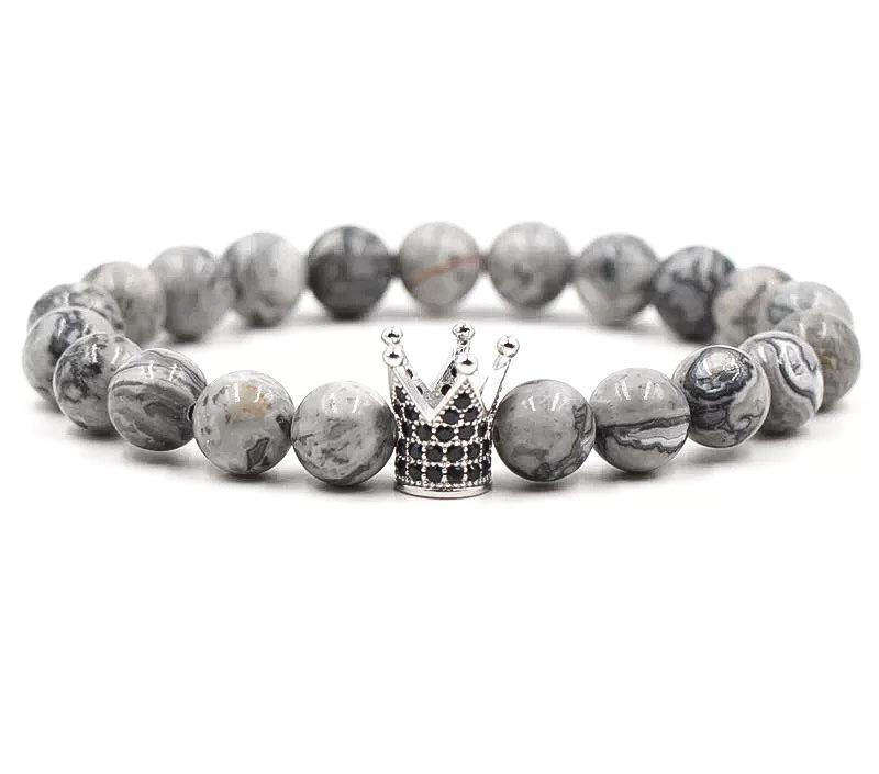 Браслет із яшми з високою короною р. 15 Сірий
 (20035)