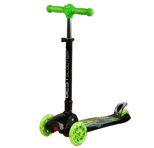 Самокат детский Best Scooter L-8574 с фарой Зеленый (17595608)