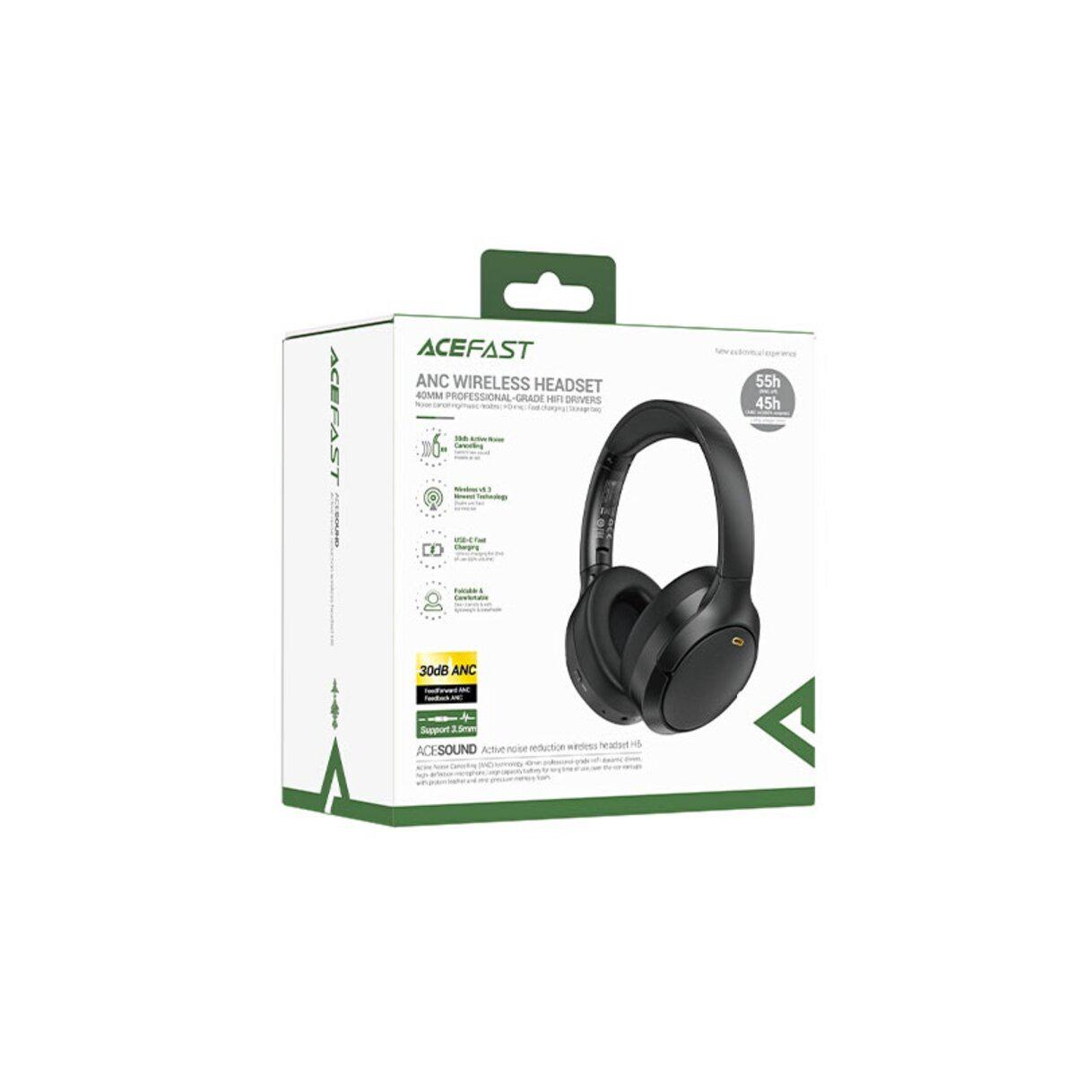 Навушники бездротові Acefast H6 Active Noise Reduction Wireless Headset BT5.3 500 mAh Black (6974316283683) - фото 8