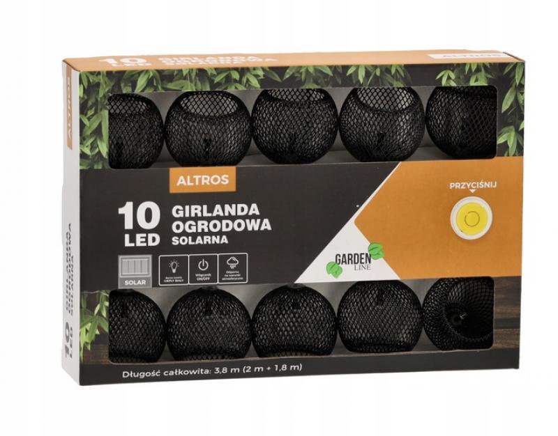 Гирлянда солнечная для террасы GardenLine SOL3651 10 LED теплый белый 3,8 м (1212)