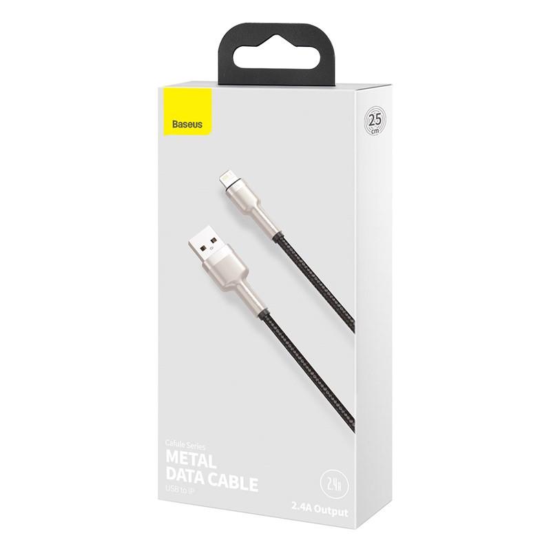 USB кабель BASEUS для iPhone Lightning Cafule Series Metal Data Cable 0,25 м 2.4A Black - фото 6