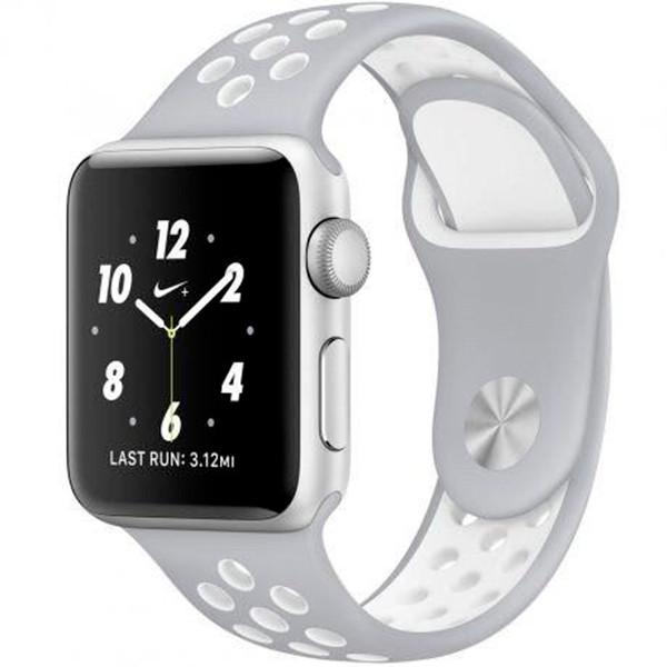 Ремінець силіконовий з перфорацією для Apple Watch 38/40/41 mm Series SE/7/6/5/4/3/2/1 Сіро-білий