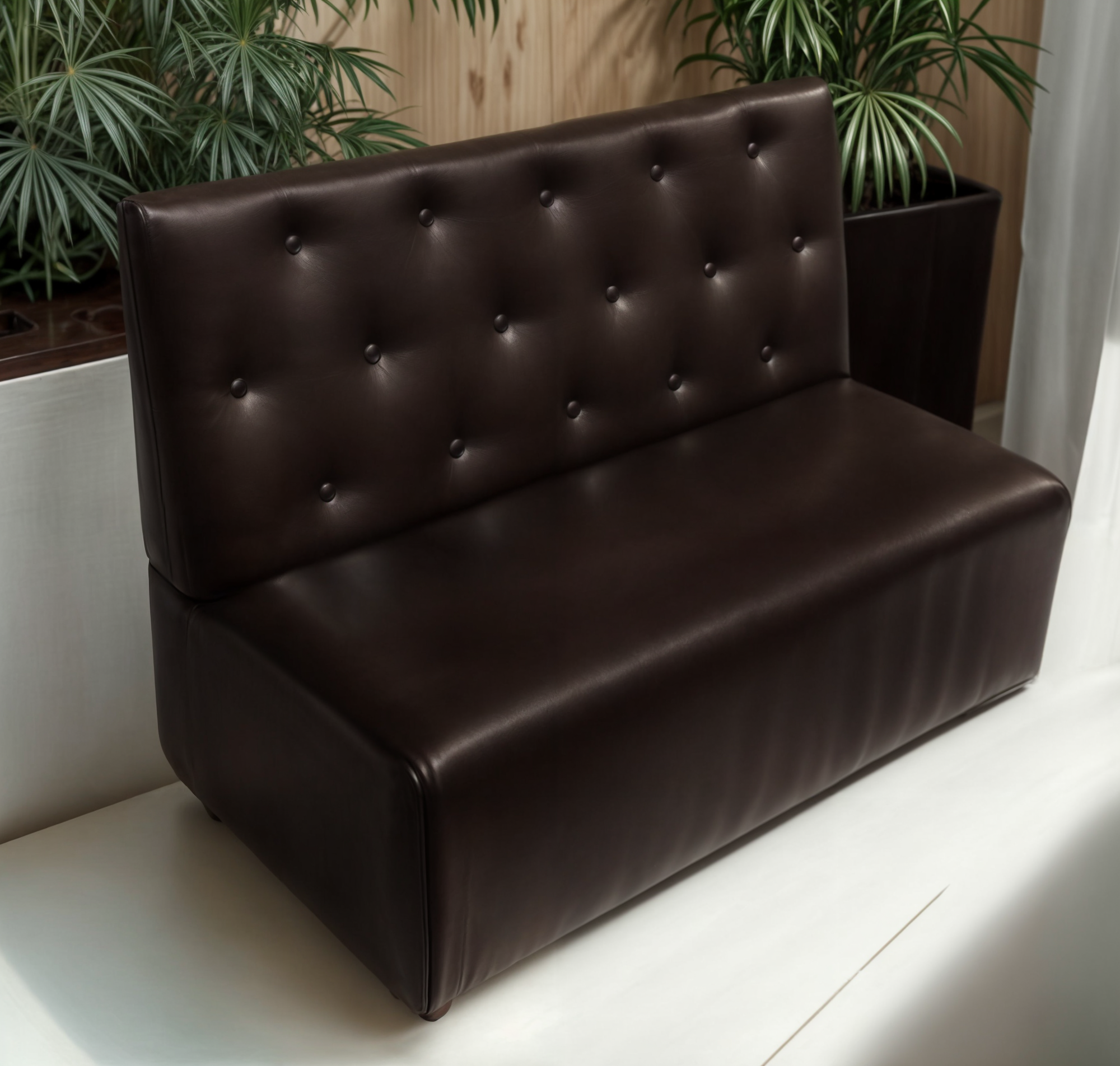 Диван для кафе Tobi Sho Бостон з високою спинкою та гудзиками 1200x630x850 мм шкірозамінник Темний шоколад (22311) - фото 1 Диван для кафе Tobi Sho Бостон з високою спинкою та гудзиками 1200x630x850 мм шкірозамінник Темний шоколад (22311) - фото 1