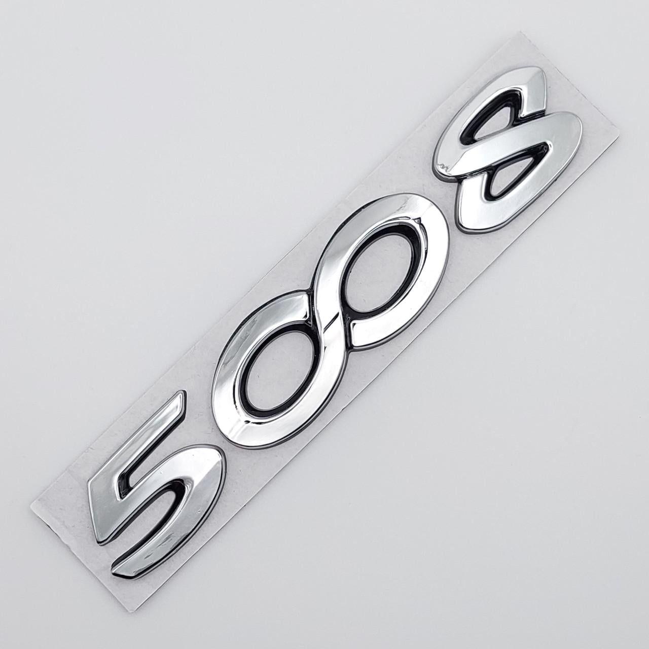 Эмблема надпись 5008 Peugeot металл 13х2,3 см Хром глянцевый (1759816996)