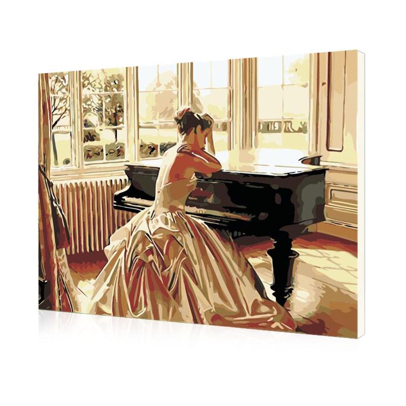 Картина за номерами Lesko DIY X1148 "Дівчина за роялем"