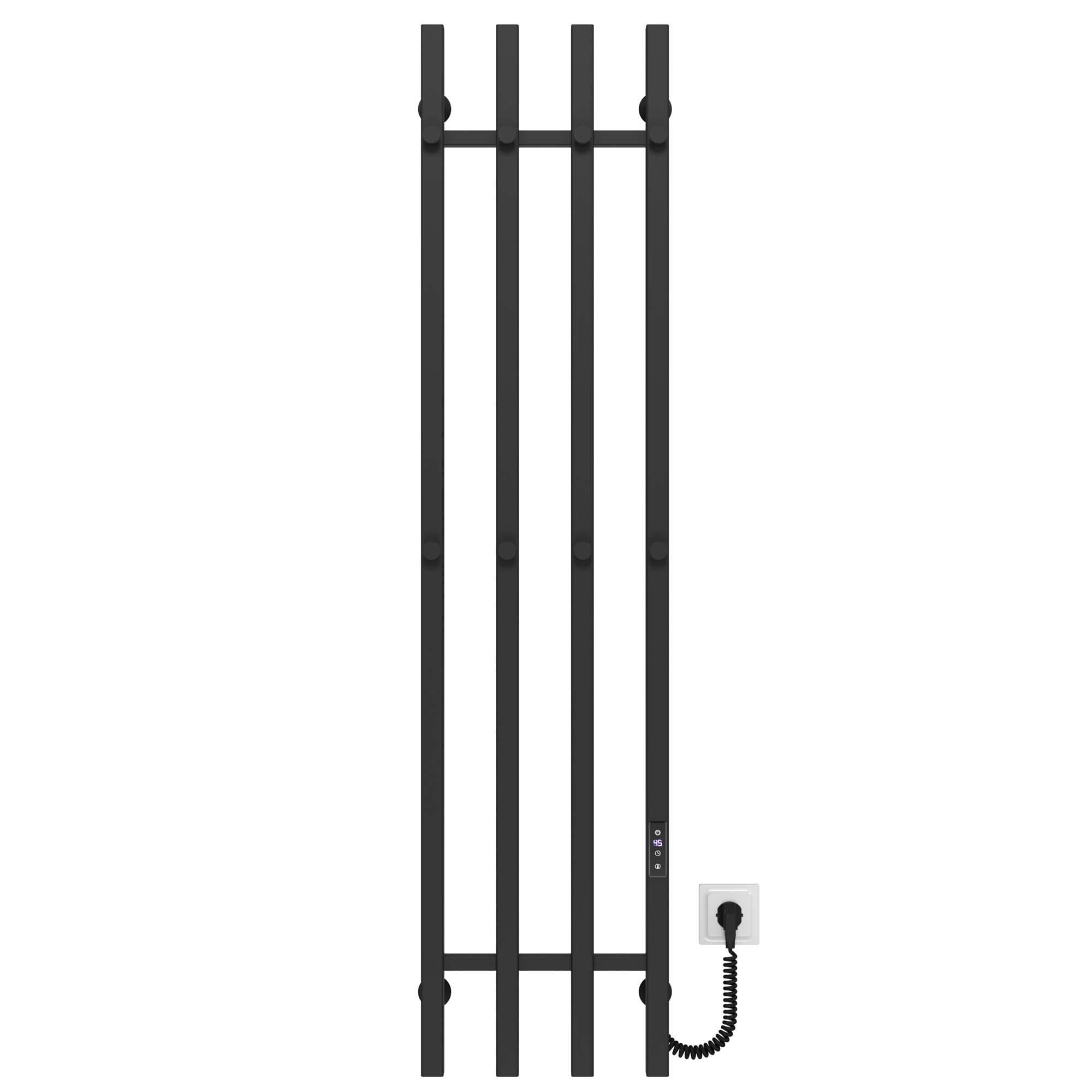 Полотенцесушитель электрический Deffi Split П4 JD04 правое подключение нержавеющая сталь 300х1400 мм Черный (A.SP.140.30.4.EBR2)