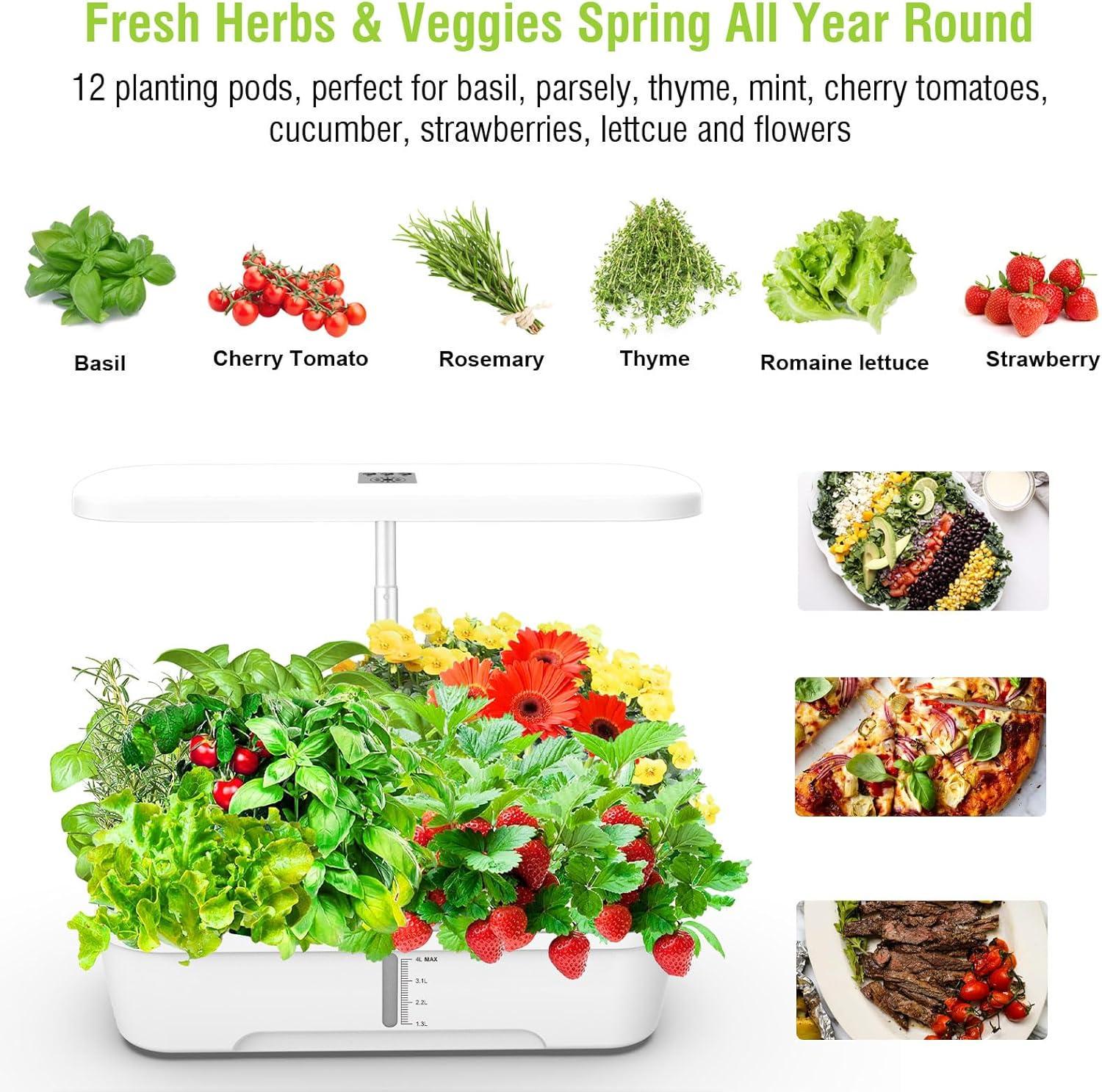 Система гідропонічного вирощування 12-місна GOLUMUP із регульованою висотою та світлодіодним контролем світла з автоматичним таймером 50 см Білий - фото 6