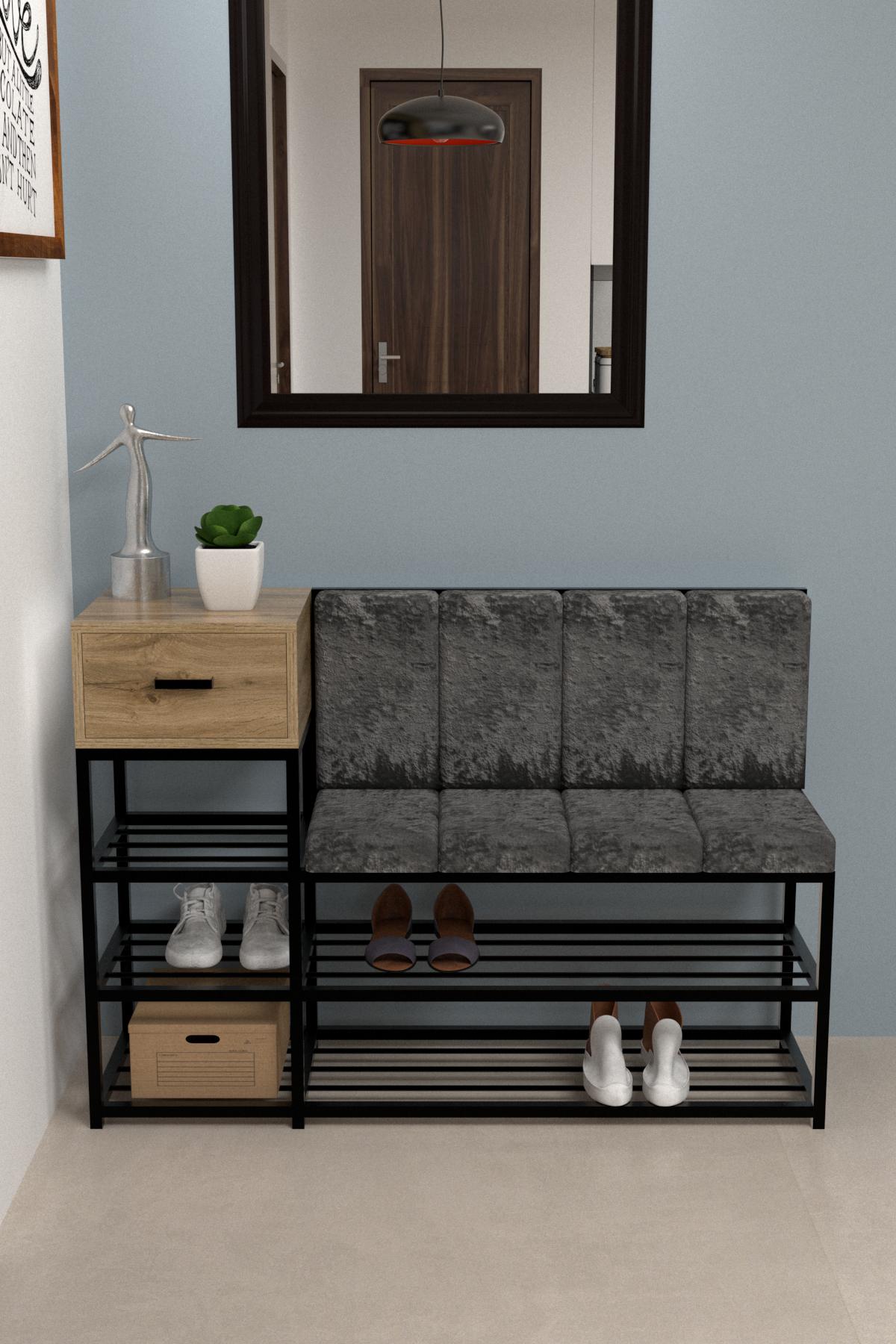 Полка для обуви EcoLoft Вивер в стиле лофт Серый (PU-1229-5)