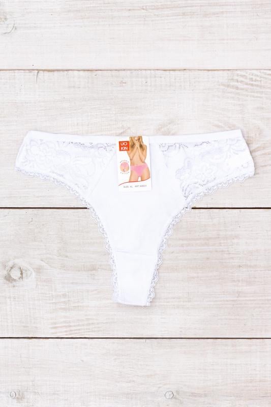 Труси жіночі танго однотонні з мереживом Носи Своє XL Білий (11477)