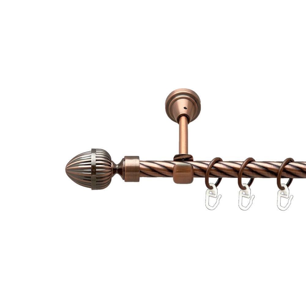 Карниз металлический Orvit Одеон однорядный открытый/скрученная труба/кольцо металлическое Медь 16 мм 200 см (00-00025197)