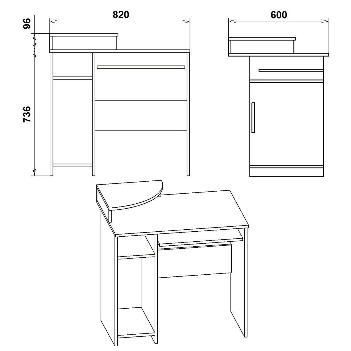Стол компьютерный Компанит СКМ-1 82х60х73,6 см Дуб крафт золотой (25411751) - фото 2 Стол компьютерный Компанит СКМ-1 82х60х73,6 см Дуб крафт золотой (25411751) - фото 2