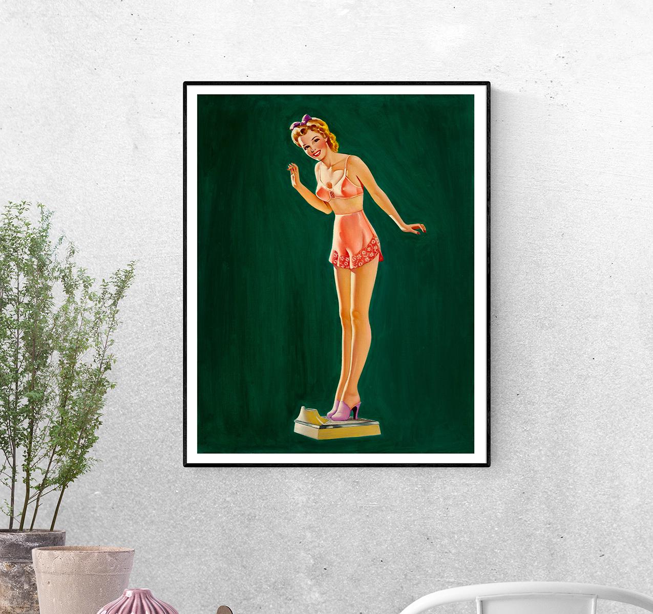 Постер Девушка пин-ап на весах формат А-4 (pin_up010278_Poster)
