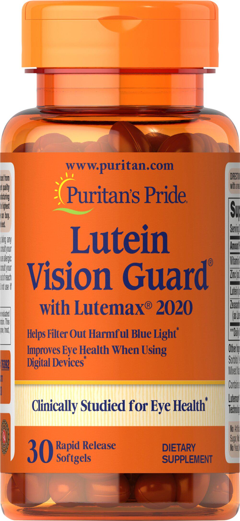 Лютеїн із зеаксантином і цинком Puritan's Pride Lutein Blue Light Vision Guard with Lutemax 30 softgels