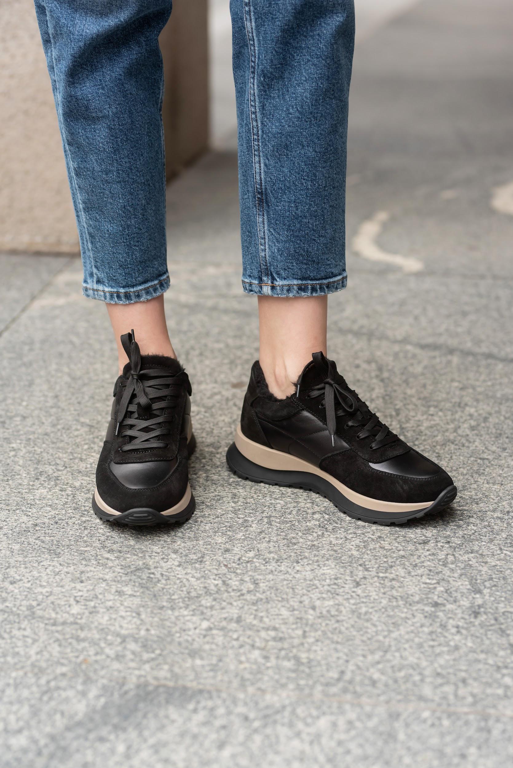 Кроссовки женские кожа и замша на меху р. 40 26 см Черный - фото 10 Кроссовки женские кожа и замша на меху р. 40 26 см Черный - фото 10