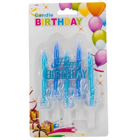 Набор свечей Elisey Happy Birthday 10,5 см 5 шт. Синий (9074-008)