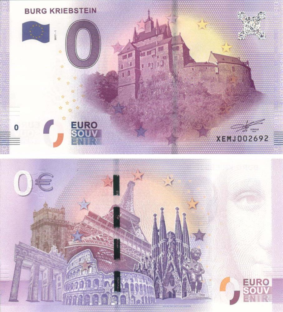Коллекционная банкнота Германия 0 ЕВРО 2017 «Замок Крибштайн» UNC (Б09140)