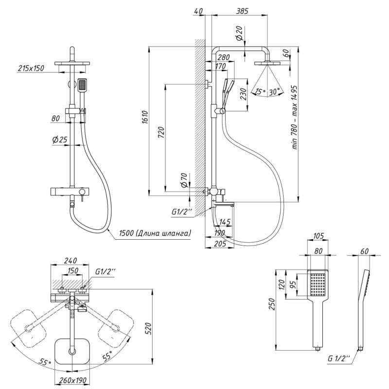 Душова система Q-tap Grand WCR 1004 (11568) - фото 2