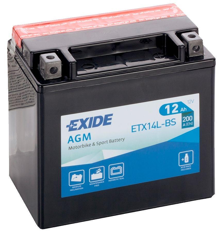 Мото-аккумулятор EXIDE AGM 6СТ-12Ah АзЕ 12В 200А EN ETX14L-BS