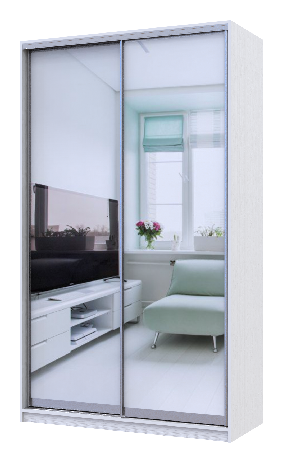 Шкаф-купе двухдверный Doros Сити 24 140х60х240 см Белый/2 Зеркала (DRS-011046)