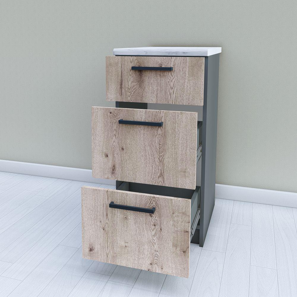 Модуль для кухні нижній 3 висувні шухляди без стільниці 400 мм Аліканте/Графітовий (МП25д) - фото 2 Модуль для кухні нижній 3 висувні шухляди без стільниці 400 мм Аліканте/Графітовий (МП25д) - фото 2