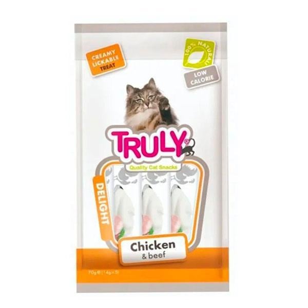 Лакомство для кошек Truly Creamy Snack курица и говядина 5х14 г