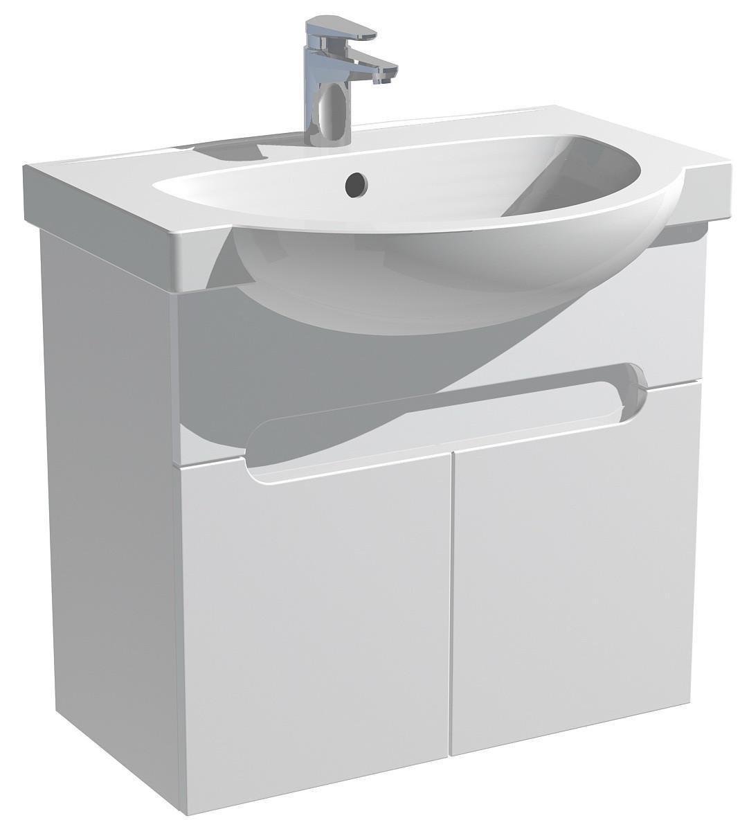 Тумба навесная с умывальником Фрея для ванной комнаты 65 см Белый