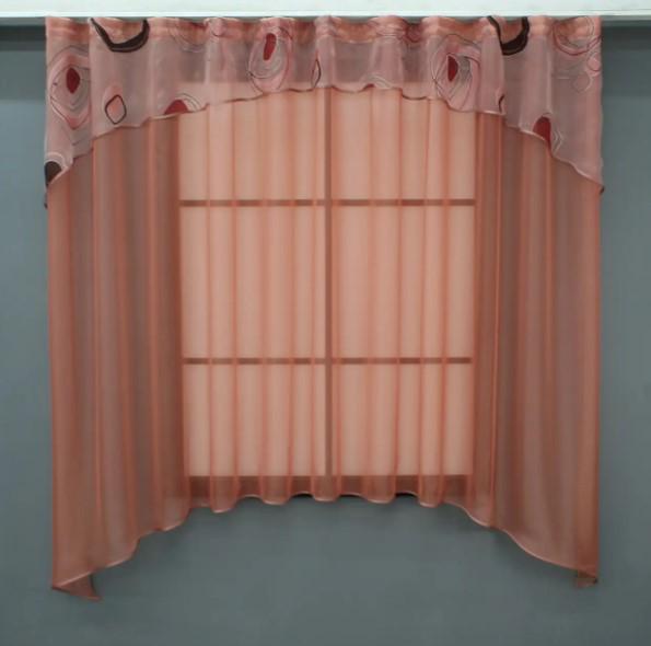 Гардина кухонная с аркой 270х170 см Терракотовый (036к) Гардина кухонная с аркой 270х170 см Терракотовый (036к)