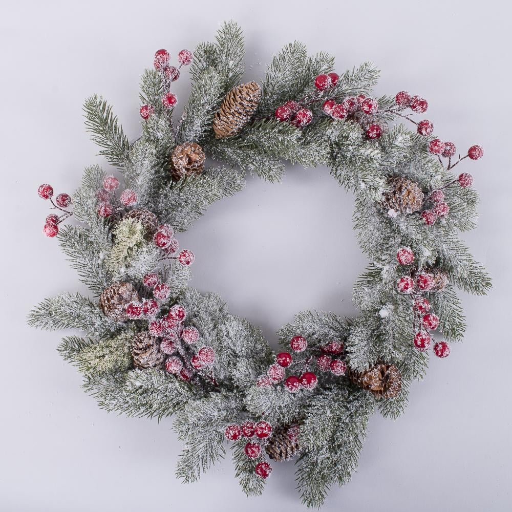 Вінок засніжений з ялини і шишок 40 см (4241) - фото 1