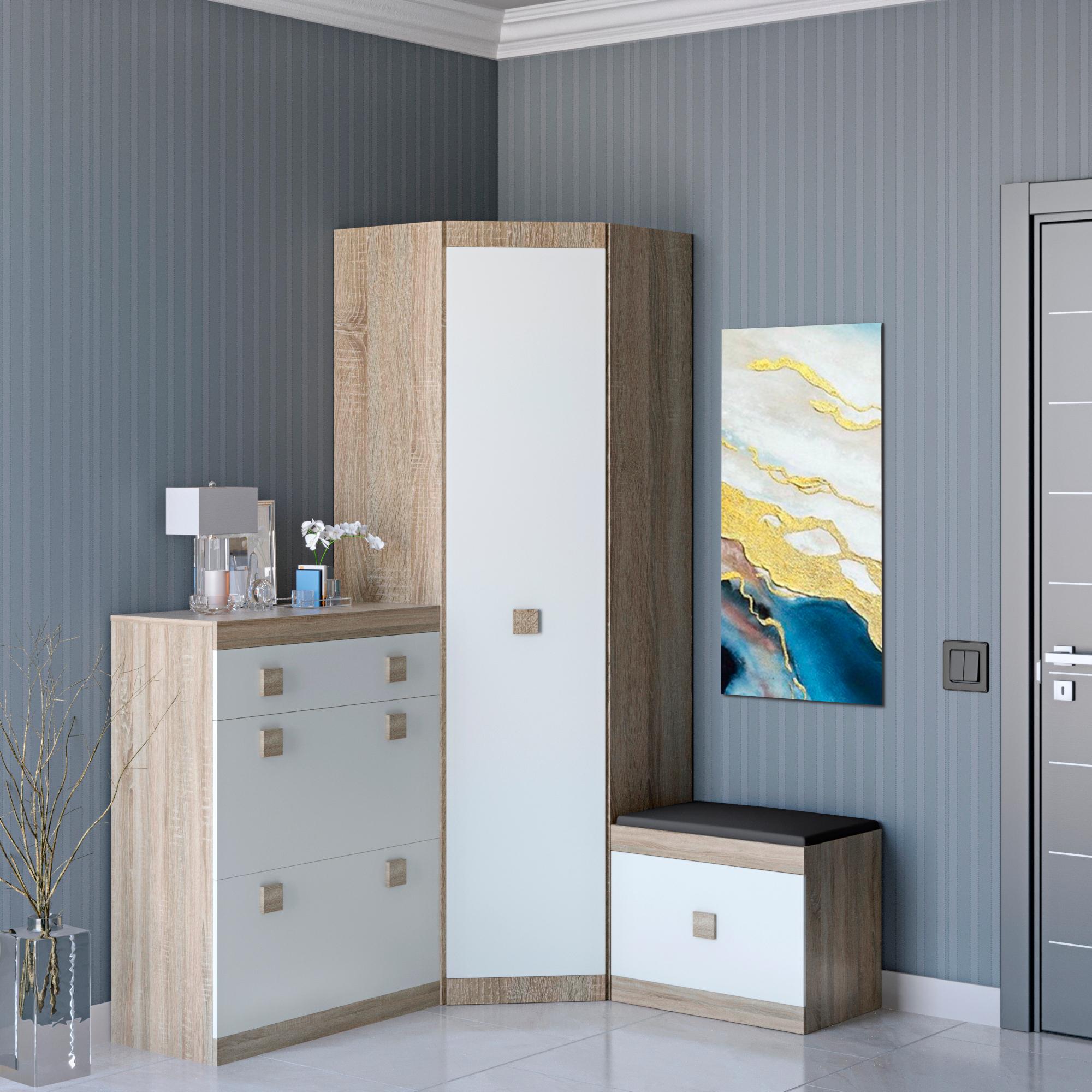 Прихожая Эверест Соната комплект 15-модульная 3 эл. Дуб Сонома/Белый (DTM-2528)