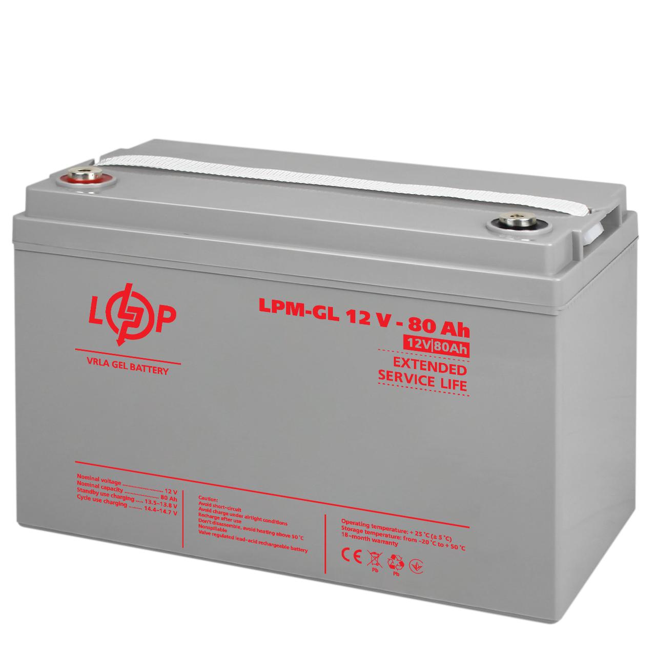 Аккумулятор гелевый LPM-GL 12V-80 Ah