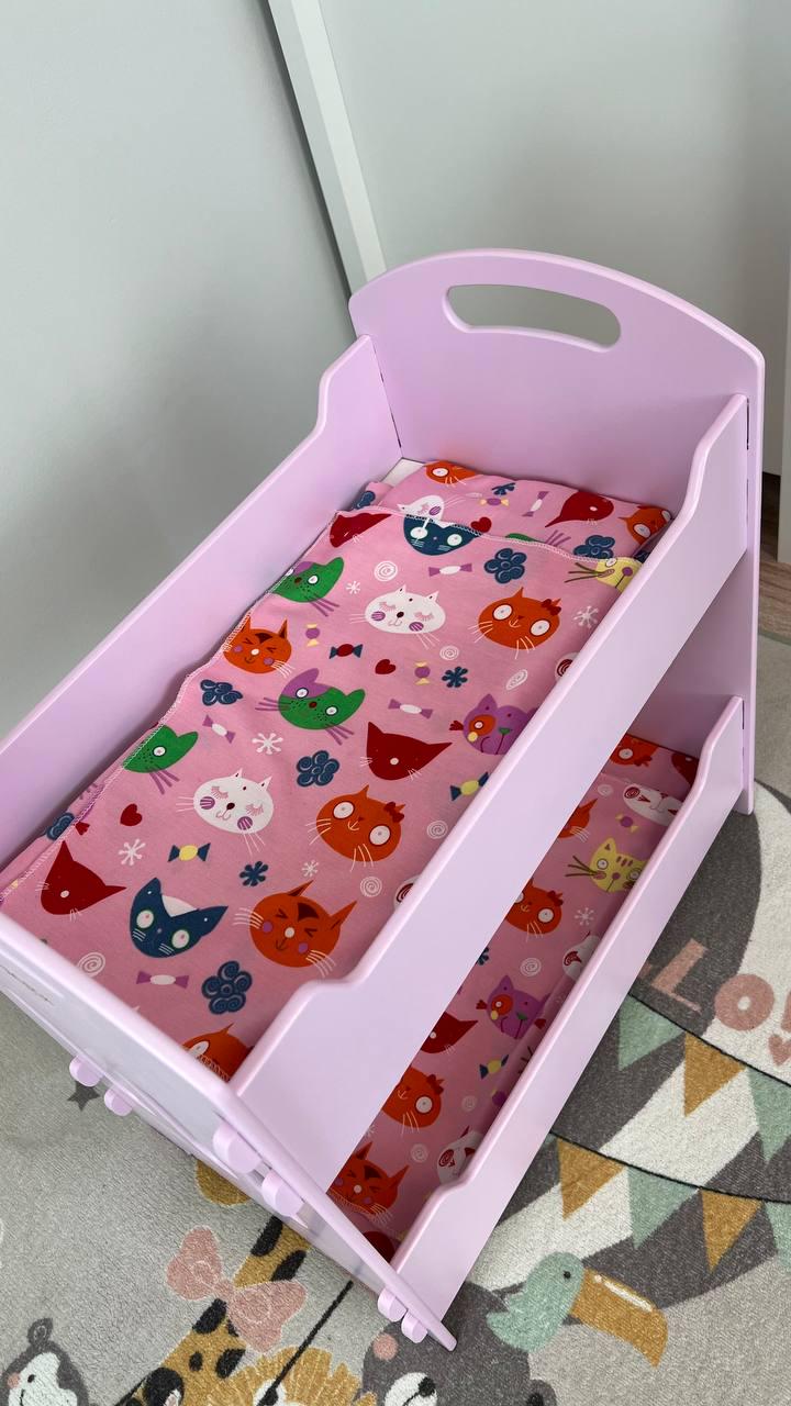 Двухъярусная игрушечная кроватка с постельным бельем Розовый - фото 3 Двухъярусная игрушечная кроватка с постельным бельем Розовый - фото 3