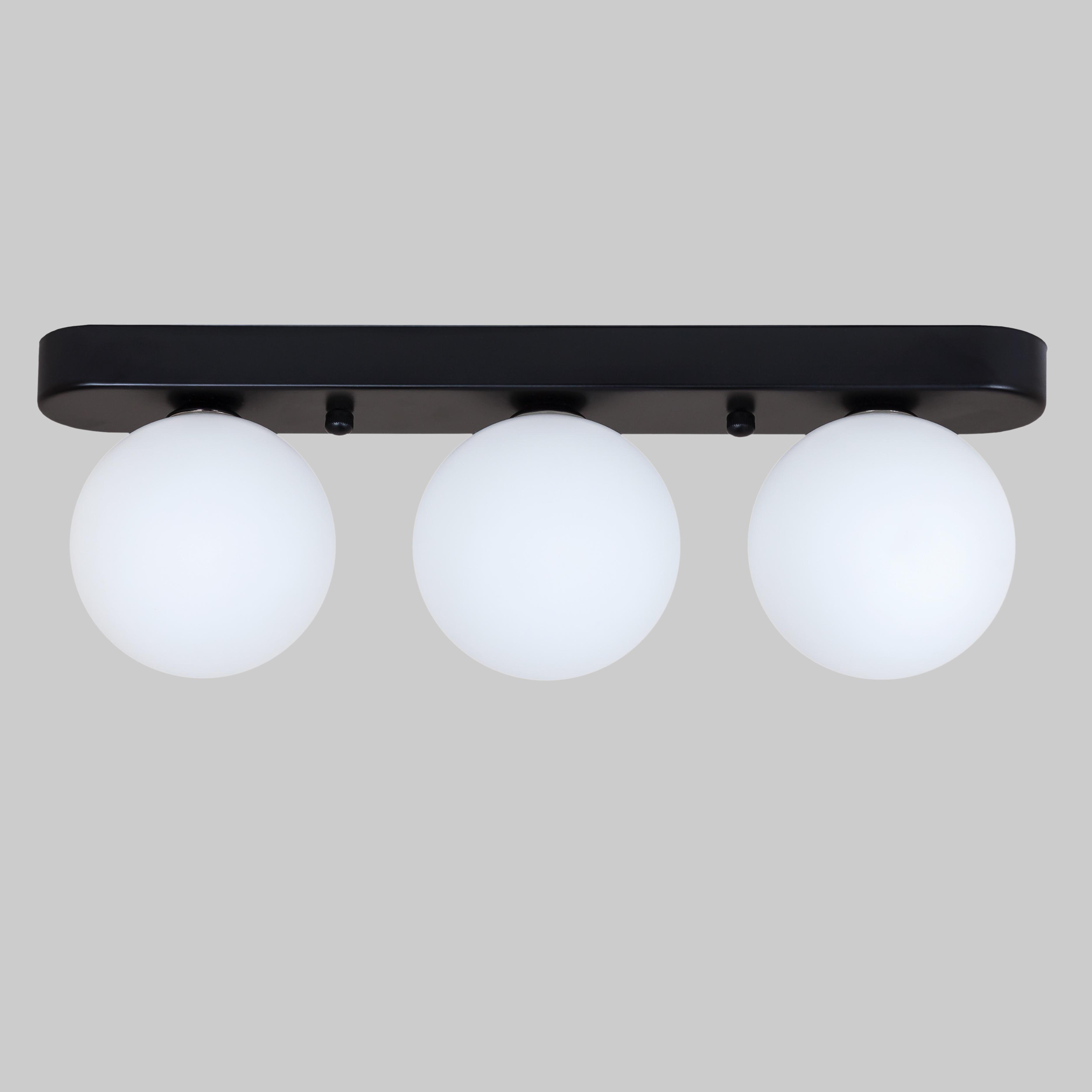 Люстра потолочная Glass Trio Light на 3 лампы Черный/Белый (61-X100F-3 BK+WH 380)