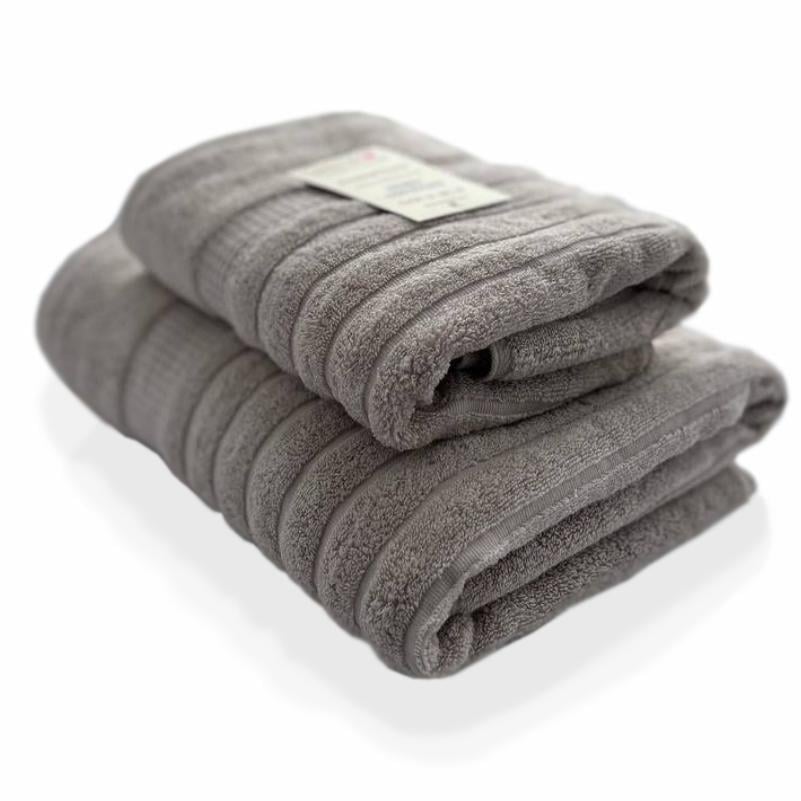 Набір рушників для ванної Lovely Svi Oxford Stripe жаккард 2 шт. 70х140/50х90 см Сіро-бежевий (351124) - фото 1