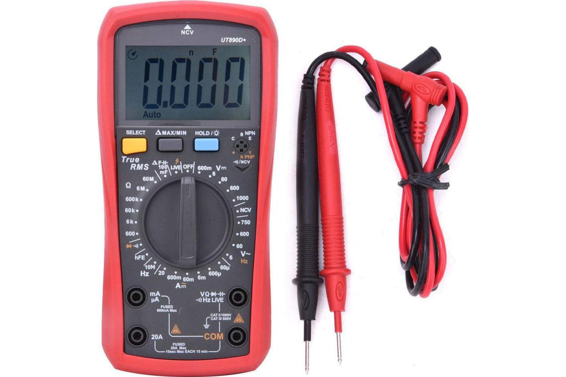 Мультиметр универсальный переносной UNIT UT890D+ Красный (3-9-66-107)